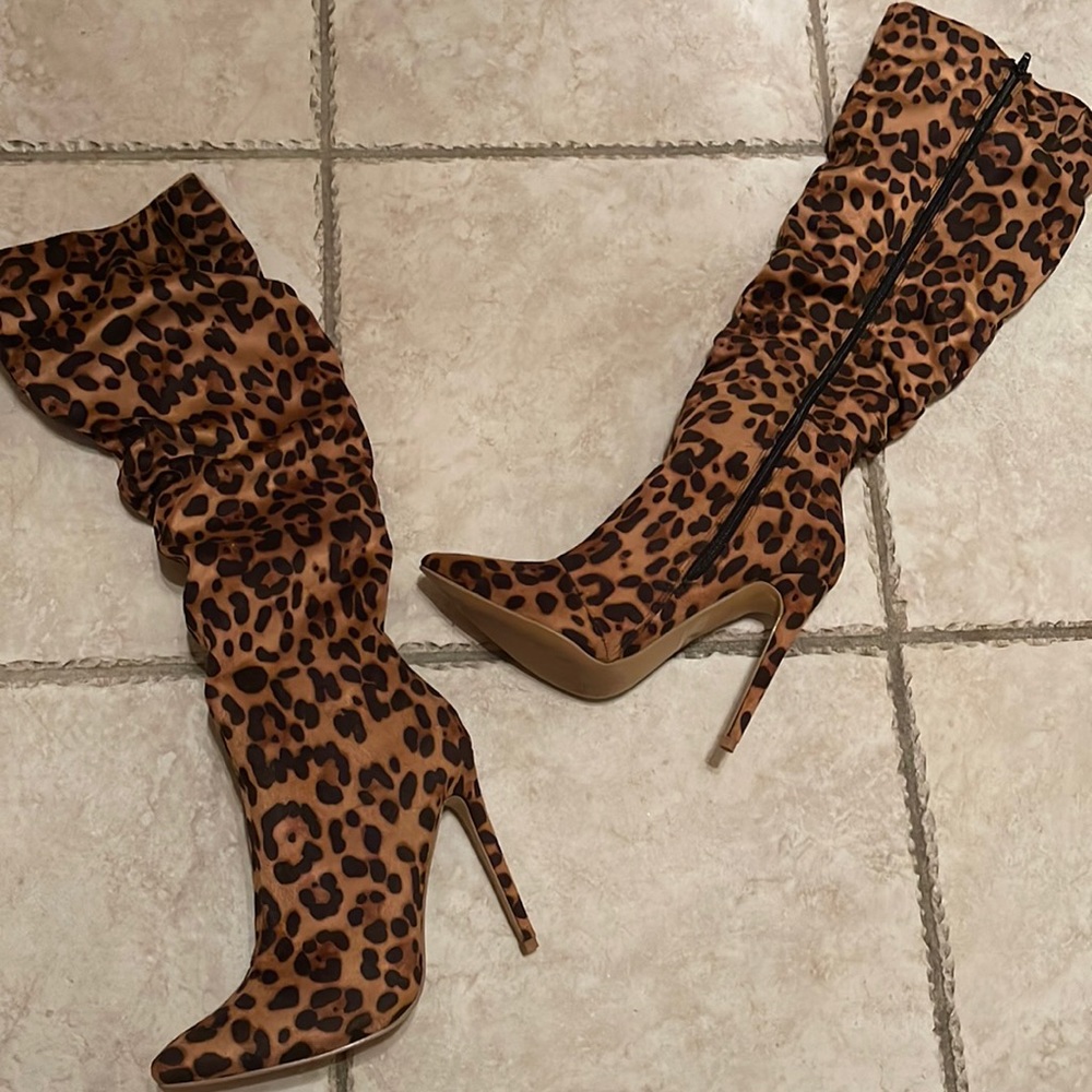 Forever21 leopard high boots. Size 7.5.